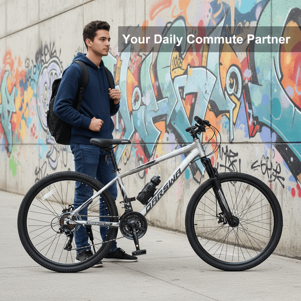 Gasendala 26"  Mountain Bike,21  Speed, Aluminum Frame.ages for 15+,Matte Metallic Silver