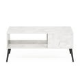 thumbnail image 5 of Furinno Claude Mid Century Style Coffee Table with Wood Legs, Marble White, 5 of 6