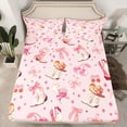 thumbnail image 2 of Castle Fairy Western Cowgirl Boots Hats Twin Sheet Sets 3pcs for Female Girls,Old Fashion Disco Ball Twin Fitted Sheet Microfiber,Kawaii Pink Bow Cherry Breathable Flat Sheet,Breathable Home Decor, 2 of 5