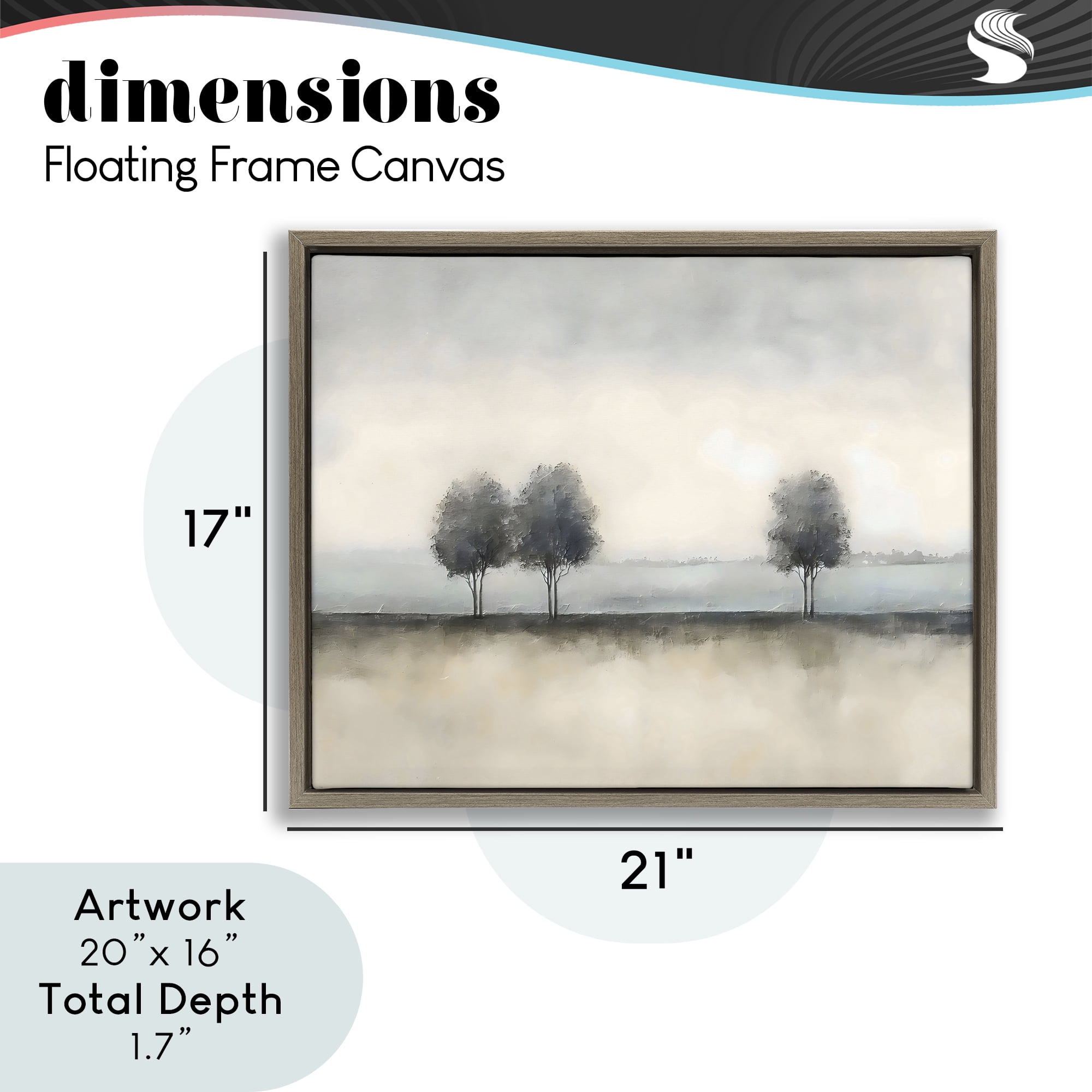 Stupell Industries Muted Trees Horizon Brown Framed Floater Canvas Wall Art, design by Riley B