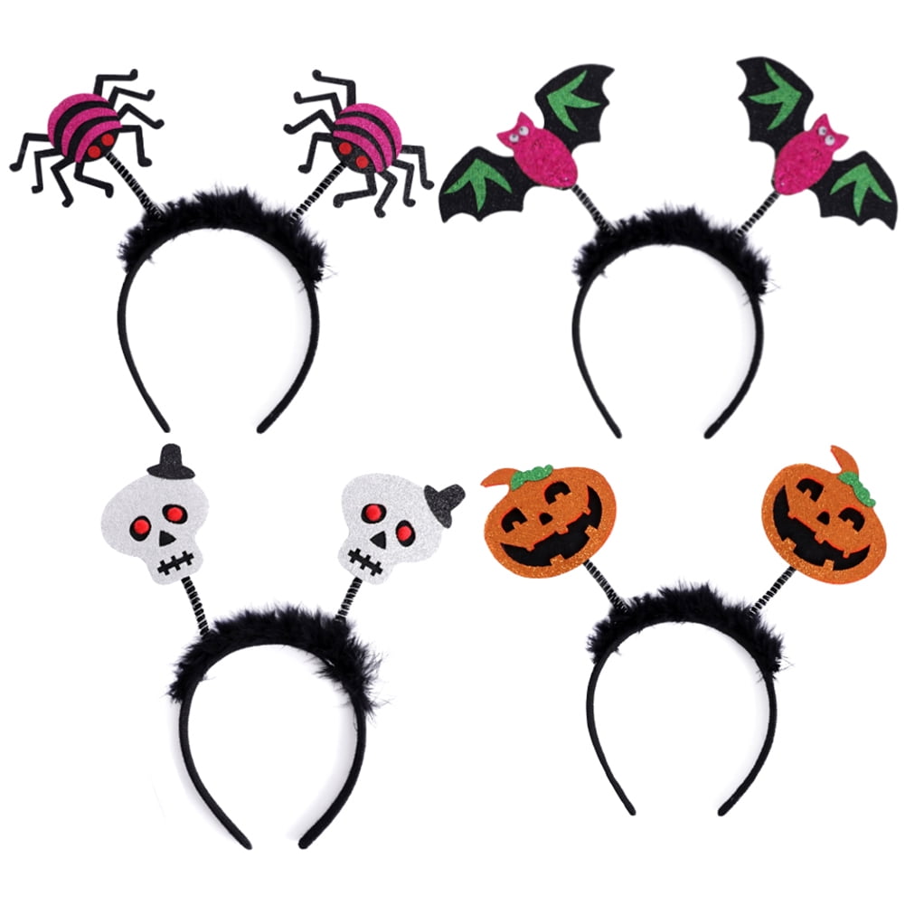 8 Pieces Halloween Headbands Devil Hair Hoops 8 Different Pumpkin Skull Bat Hairhoop Cute Hair Clips Dress Up Hair Accessories for Halloween Party Decoration 