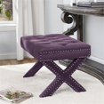 thumbnail image 2 of Posh Living Hazel 19x25" X-Leg Transitional Velvet Ottoman in Purple, 2 of 7