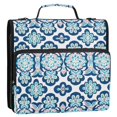 thumbnail image 2 of Haosy 3 Ring Zipper Binder with Shoulder Strap Waterproof Trapper Keeper 2 Inch D-Ring 500 Sheets Capacity, Blue Pink Flower Damask, 2 of 5