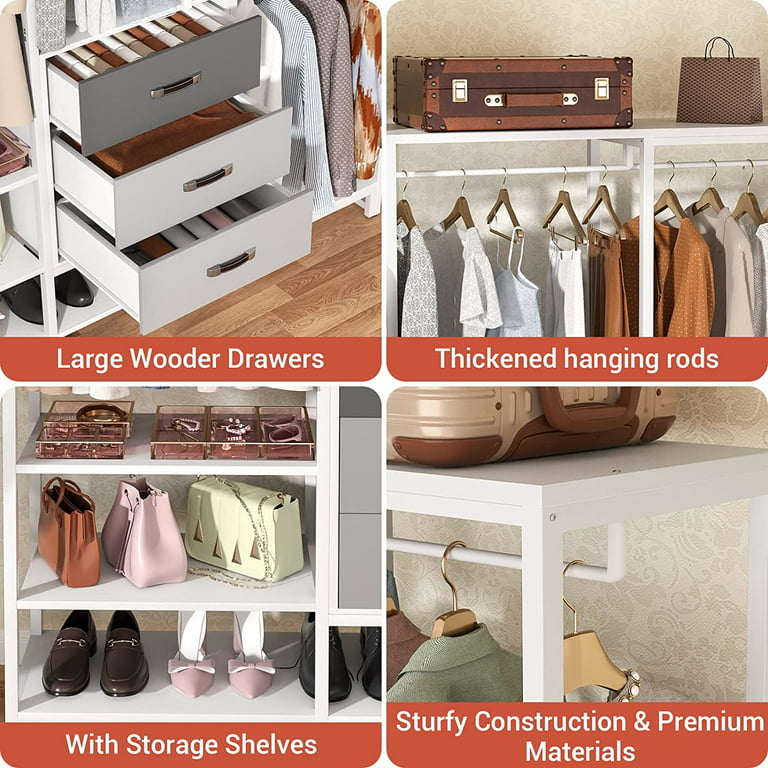 Bedroom Wardrobe Cabinet Storage Closet Organizer in Medium Oak