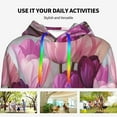 thumbnail image 4 of Lsque Purple And Pink Tulip Bouquet Pattern Casual Women's Hoodie,Hooded Sweatshirt with Kangaroo Pocket,Pullover Hoodie with Eye-catching Drawstrings-X-Large, 4 of 7