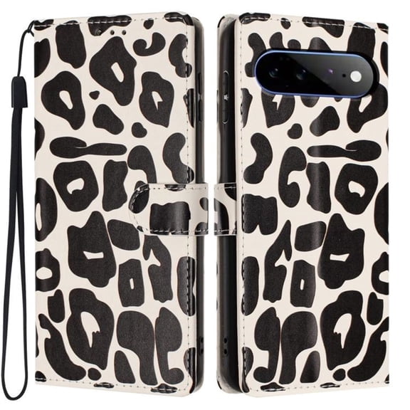 Leather For Google Pixel 11 Pro XL 6.8-inch Leopard Print Wallet Case, With Card Holder,Wristband,Magnetic Clasp Kickstand Folio Cover,Black,For Pixel 11 Pro XL