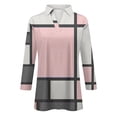 thumbnail image 4 of Huresd Womens Golf Polo Shirts Color Block Quick-Dry Golf V Neck 3/4 Sleeve Shirt for Women Tees Pink L, 4 of 5
