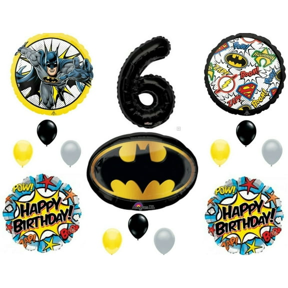 Batman 6th Birthday Balloons Decoration Supplies Party Sixth Justice League