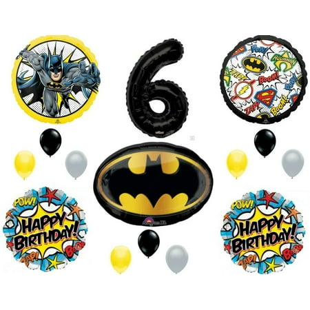Batman 6th Birthday Balloons Decoration Supplies Party Sixth Justice League