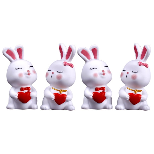 KAKOWELY piezas de decoraciones para tartas de San Valentín, estatuas de conejo de escritorio, decoraciones de conejito de Pascua, suministros para tartas