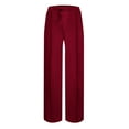 thumbnail image 6 of DeHolifer Women's Pants Elastic Waist Drawstring Pocket High Waist Wide Leg Loose Casual Capris Pants Wine S, 6 of 6