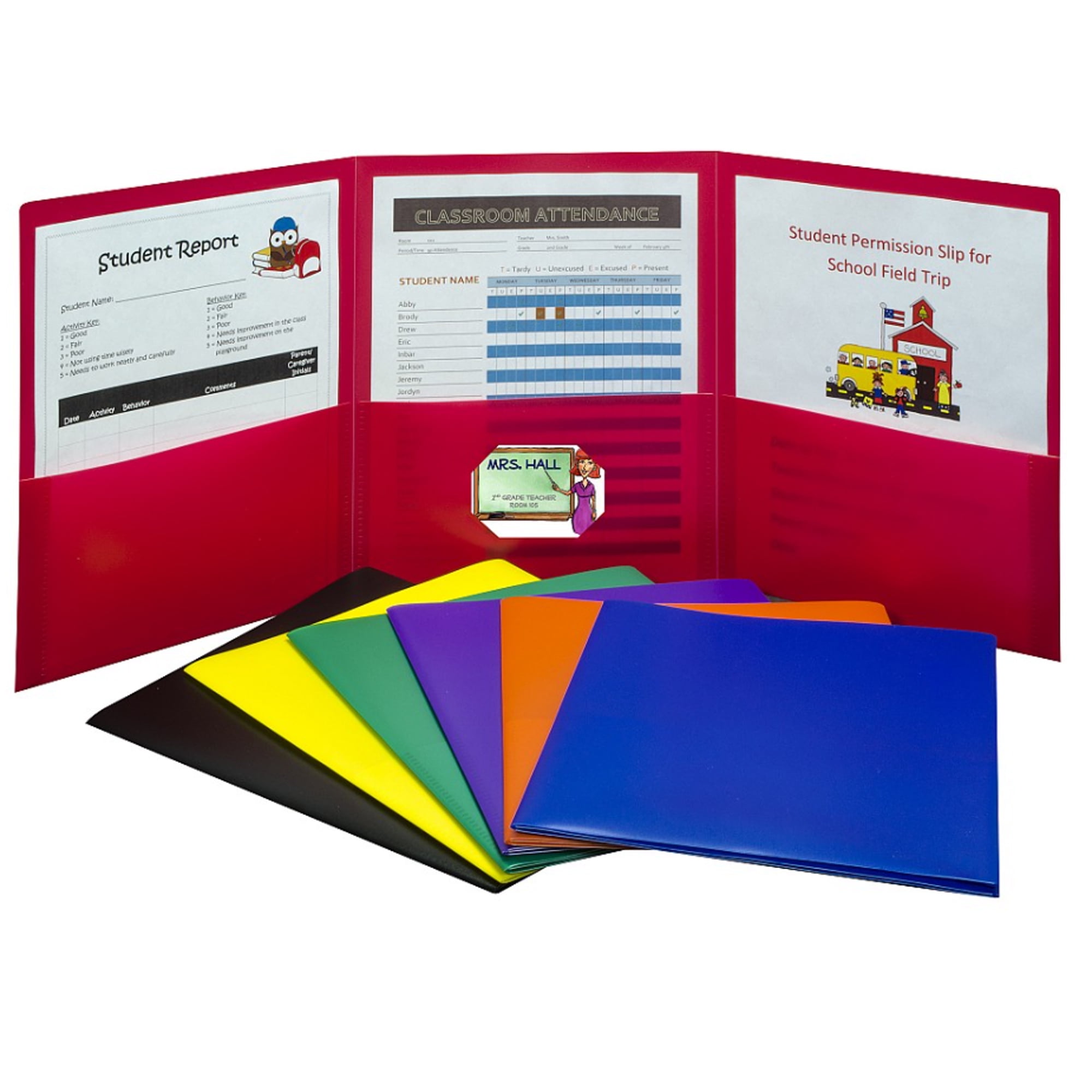 C-Line 3-Pocket Poly Portfolio, Assorted, Box of 24