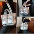 thumbnail image 2 of Kukuzhu Puffer Tote Bag for Women, Soft Fluffy Handbags Purse Light Down Cotton Padded Quilted Tote Bag, 2 of 7
