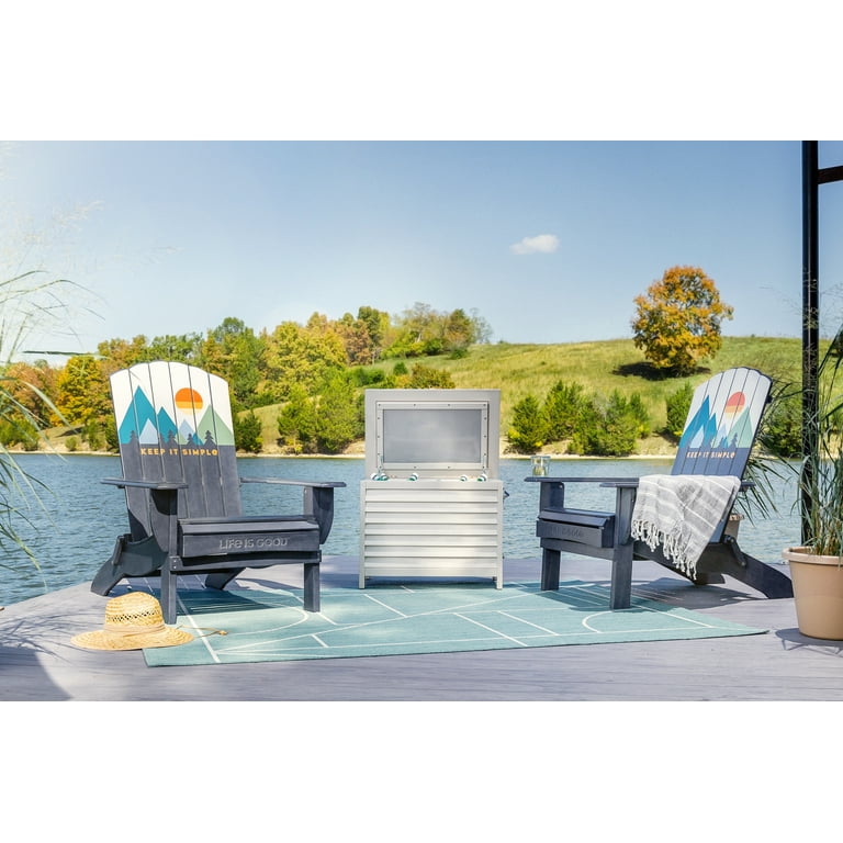 Life is Good FSC Certified Acacia Wood Adirondack Cooler Cream Built in Drain Plug 14 Gallon Walmart