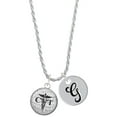 thumbnail image 1 of Delight Jewelry Silvertone Domed Black CVT Silvertone Script Initial Disc - G - Charm Necklace, 20"+3", 1 of 4