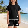 thumbnail image 4 of KPOPLK Toddler Baby Girl Summer Clothes 0 3 6 9 12 18 Months 2T 3T 4T Set Short Sleeves T-Shirt Tee Tops + Shorts Cute Outfits Set(10-11 Years,Black), 4 of 7