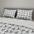 thumbnail image 2 of Octopus Comforter & Sham Bedding Set, Pattern with Typographic Monochrome Octopus Silhouettes with Hand Lettering, 3 pcs Duvet Set Microfiber Filling Quilt, 5 Sizes, Black and White, by Ambesonne, 2 of 4