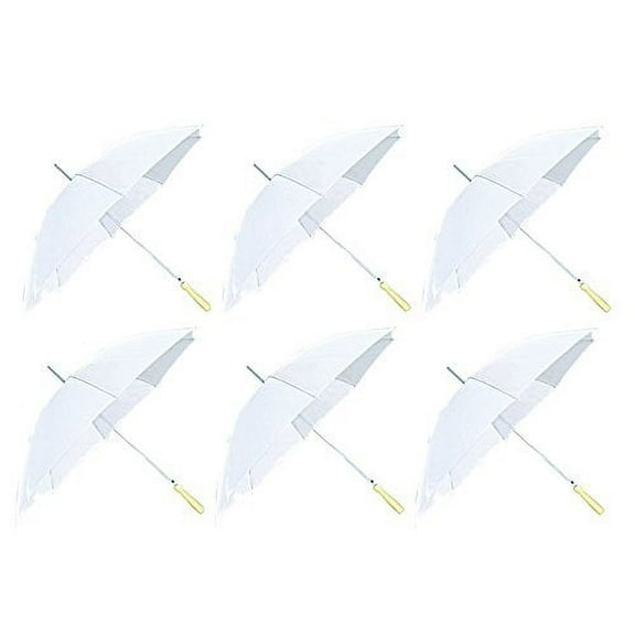 Barton Outdoors™ 60" Large Adult White Wedding Umbrella, 170T Rip Resistant Polyester, 6 Pack