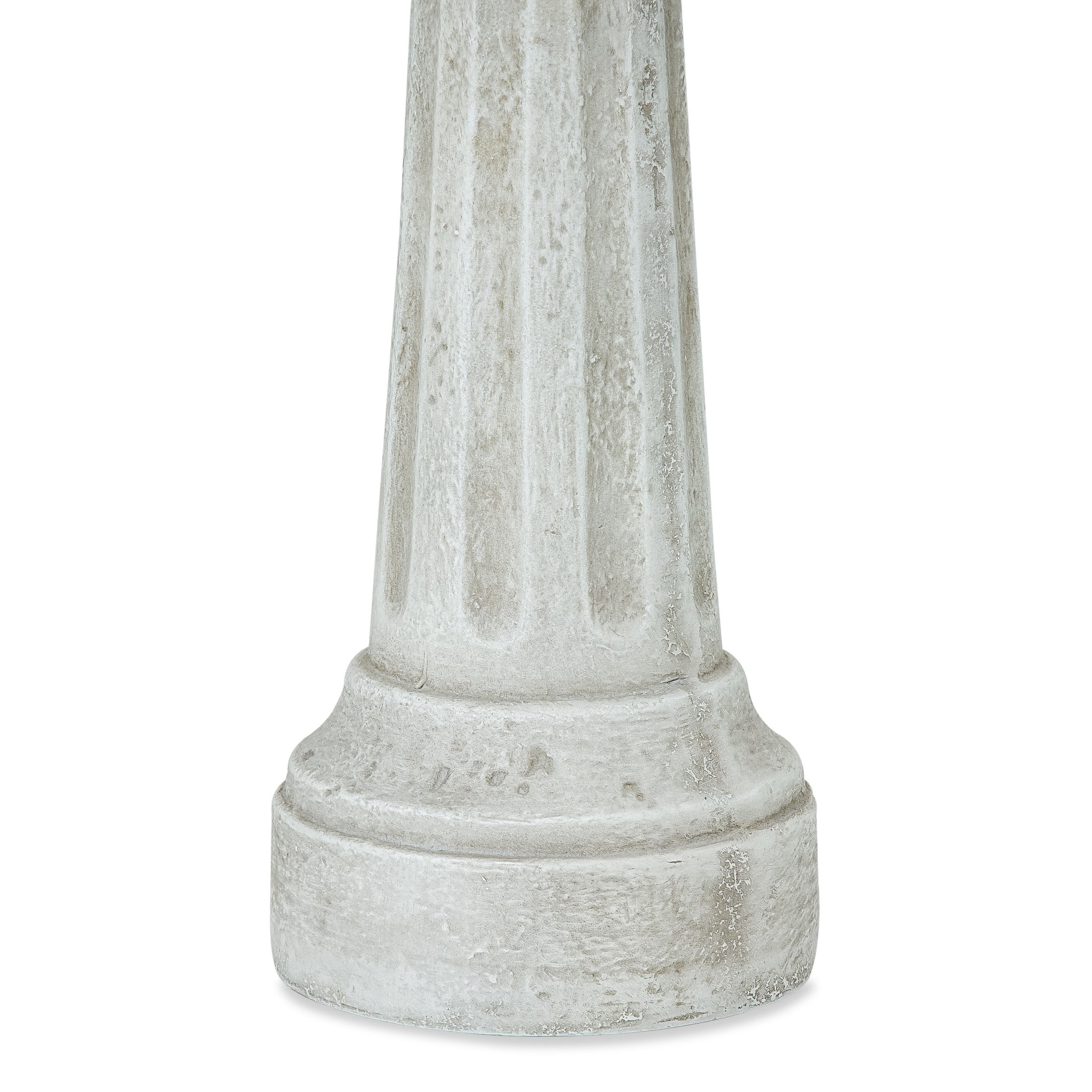 Christopher Knight Home 22.3" Outdoor Bird Bath with Pedestal Base, Polyresin Stone Look, Off White