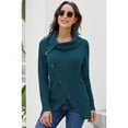 thumbnail image 2 of Pulls Femmes Chauds Asymétriques Tricotés Col Roulé Unis Enveloppants Manches Longues Hauts Décontractés m, 2 of 6