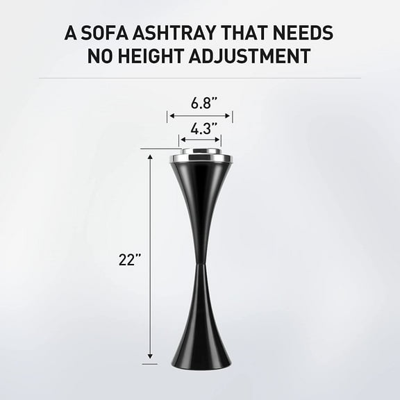 Standing Outdoor Ashtray for Home , Windproof Large & Tall Black Metal Cigarette Butt Holder with Lid