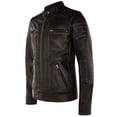 thumbnail image 2 of Mens Vintage Leather Retro Biker Jacket - Zakinthos, 2 of 4