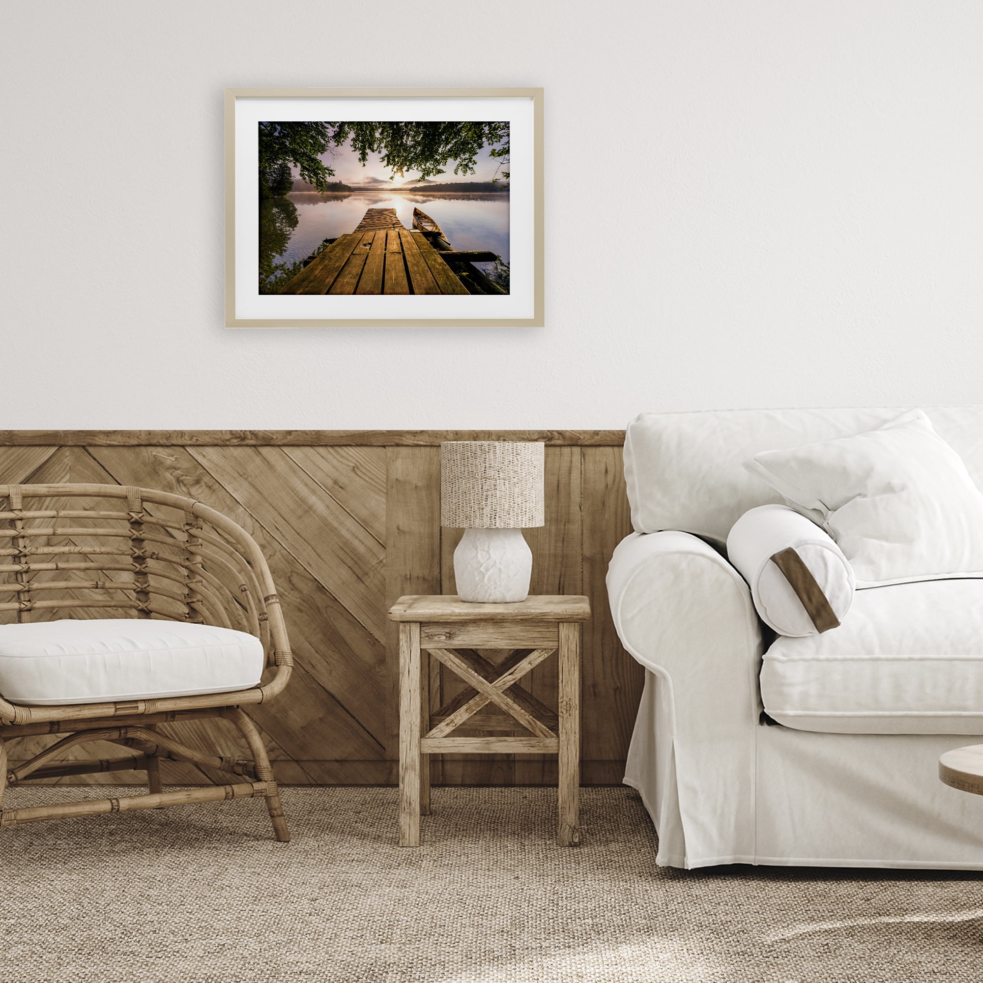 Stupell Industries Misty Morning Light on Lake Birch Framed Print Under Glass, design by Jonathan Zaharek