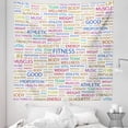 thumbnail image 1 of Fitness Tapestry, Gymnastics Psychical Activity Lifestyle Concept Words Salubrity Wellness Health, Fabric Wall Hanging Decor for Bedroom Living Room Dorm, 5 Sizes, Multicolor, by Ambesonne, 1 of 1