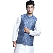 Maple Clothing Sleeveless Nehru Jacket Men's Traditional India Modi Waistcoat Vest Guest Outfit (Blue, S)