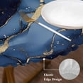 thumbnail image 4 of Abstract Art Round Fitted Table Cover Blue Grey Gradient Marble Texture Waterproof Table Cloth with Elastic Edge Wipeable Tablecloth for Picnic Camping Party Fits 36"-44" Diameter, 4 of 8