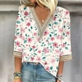 thumbnail image 2 of Fall Shirts for Women Vneck Womens Tops Trendy Casual Quarter Length Sleeve Tops Womens Blouses New Arrivals Trending Gifts, 2 of 5