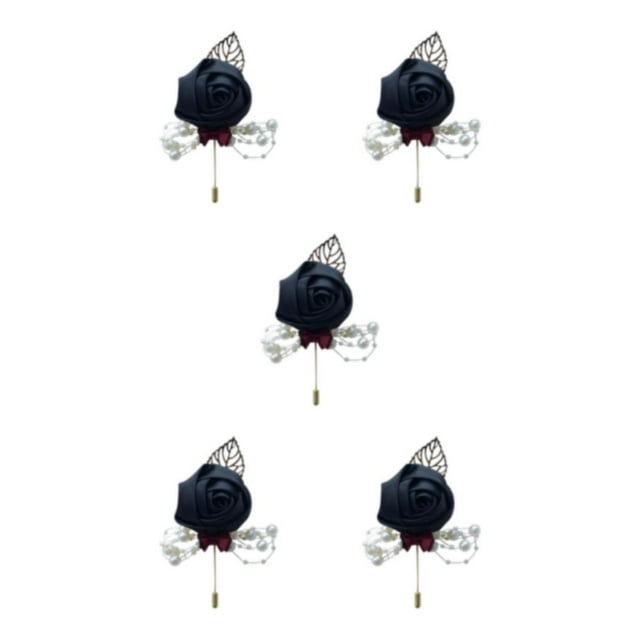 Transemion Cloth Beautiful Vintage Corsage Weddings And Romantic Events Wedding Brooch For Men And Woman black 5Set