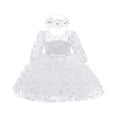 thumbnail image 3 of CCRFTGI Dresses For Kids Baby Girls A-Line Long Sleeve Dress Birthday Wedding Lace bow Girls Dresses 2026 Summer Stylish Special Occasion Dresses White 3Month, 3 of 4