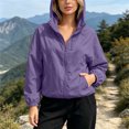 thumbnail image 5 of RoamHome Women's Long Sleeve Hooded Zip-Up Lightweight Windbreaker Jacket with Side Pockets, Casual Short Length Loose Fit Outerwear for Daily Wear, 5 of 6