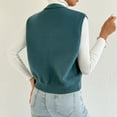thumbnail image 5 of PiGOGI Women's VNeck Knit Sweater Sleeveless Button Top Casual Comfortable Pullover Blue L, 5 of 6
