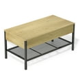 thumbnail image 2 of Canddidliike Rustic Wooden Lift Top Coffee Table w/Hidden Compartment and Mesh Shelves, Black, 2 of 9