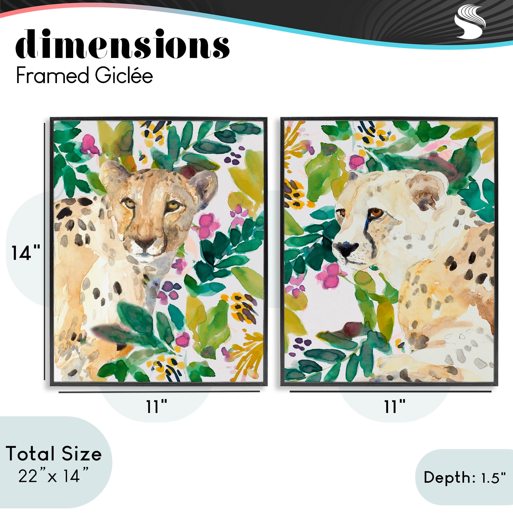 Stupell Industries Botanical Garden Wildlife 2 Piece Black Framed Giclee Art Set, design by Lanie Loreth