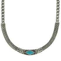 1928 Jewelry Turquoise Enamel Collar Necklace For Women 16"   3" Extender