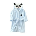 thumbnail image 1 of Sunnyoo Little Boys Cartoon Panda Flannel Hooded Bathrobe Soft Sleepwear Robe for Kids, 1 of 3