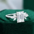 thumbnail image 2 of Silvago Jewel Emerald Cut Excellent 2.2 Ct Diamond Ring For Women's - Silver 14K White Gold Over Rings for Her - Solitaire with Accent Diamond Rings for Women's - Multi-Stone Diamond Rings for Her, 2 of 9