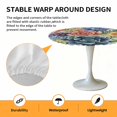 thumbnail image 6 of Watercolor Succulent Elastic Fitted Round Table Cover Yellow Blue Plant Waterproof Outdoor Tablecloth for Holiday Party, Picnic, Patio & Dining Fits Tables Up to 55"-60", 6 of 8