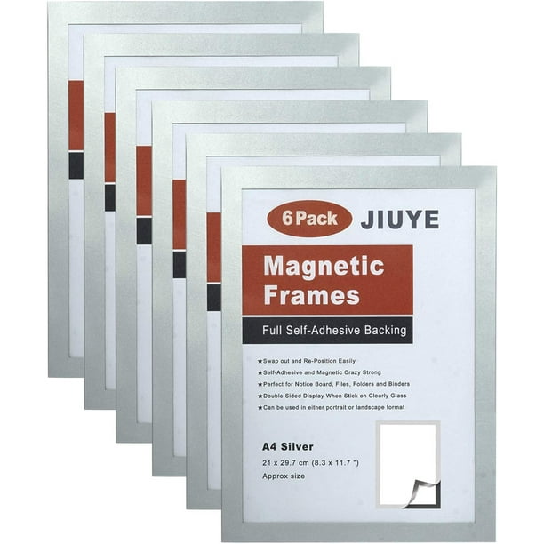 Ultimate Easy Magnetic Wall Display (Pack of 4)| Self Cling Magnetic Sheet  Holder for Wall/Glass Partition/Window (A4 Landscape)