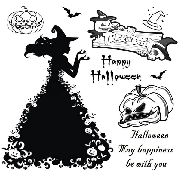 Sellos transparentes de feliz Halloween, manualidades para álbumes de recortes, decorar álbumes de fotos, hacer tarjetas en relieve, nuevos sellos transparentes