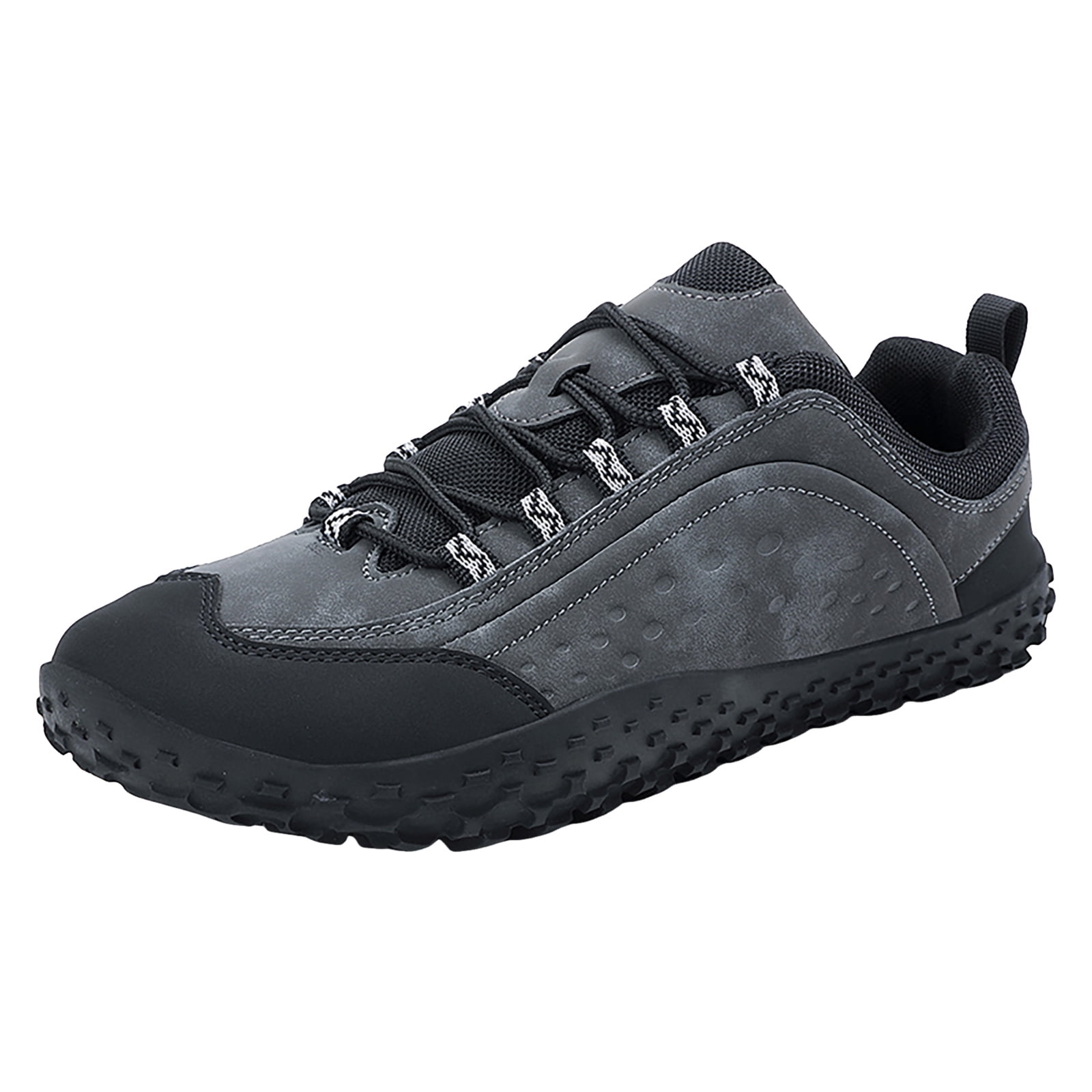 Rokment Womens Mens Barefoot Hiking Shoes 2026 Spring Fall Fashion Casual Color Block Outdoor Sports Trekking Flat Waterproof Wide Toe Low Top Construction Walking Sneakers Grey Size 9