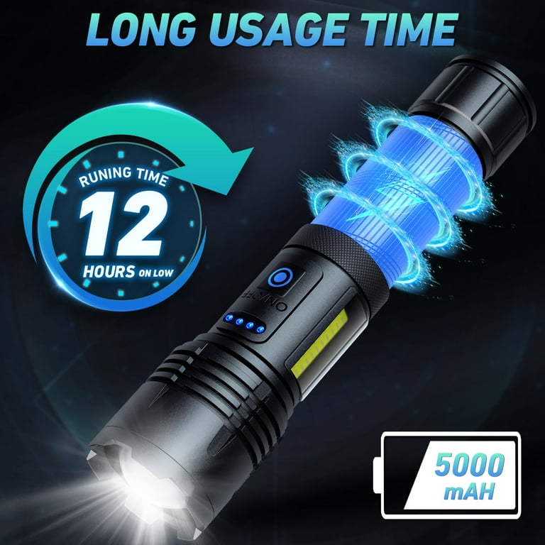 99,000 Lumen Rechargeable LED Flashlight - Super Bright, 5 Modes, USB Charging, IPX7 Waterproof For Camping & Emergencies