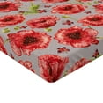thumbnail image 4 of Ambesonne Poppy Fitted Sheet, Jungle Flowers Boho with Dots, Full Size, Dark Coral Fern Green, 4 of 5