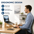 thumbnail image 5 of Wooden Laptop Stand Computer Stand Compatible with 14.8"-17.6'' Universal Laptop Shelf Ergonomic Laptop Riser for Desk, 5 of 7