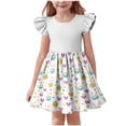 thumbnail image 2 of ATOGUTA Junior Dresses for Teen Girls Ruffle Sleeve Easter Dresses Girl Long Midi Springs Dress Kids Smocked Flare Summer Dress Size 3T-14. Light Blue, 2 of 6
