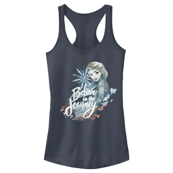 Junior's Frozen 2 Elsa Believe Watercolor  Racerback Tank Top Indigo X Small