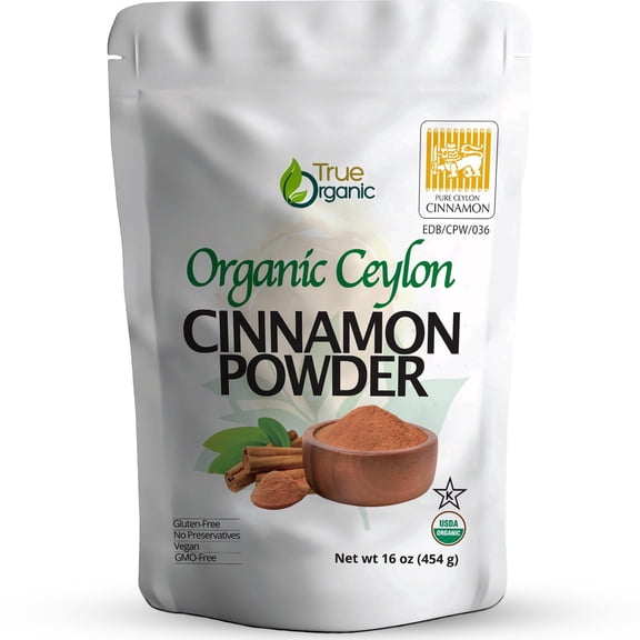 True Organic Ground Ceylon Cinnamon , 16 oz, USDA Organic & Kosher Certified